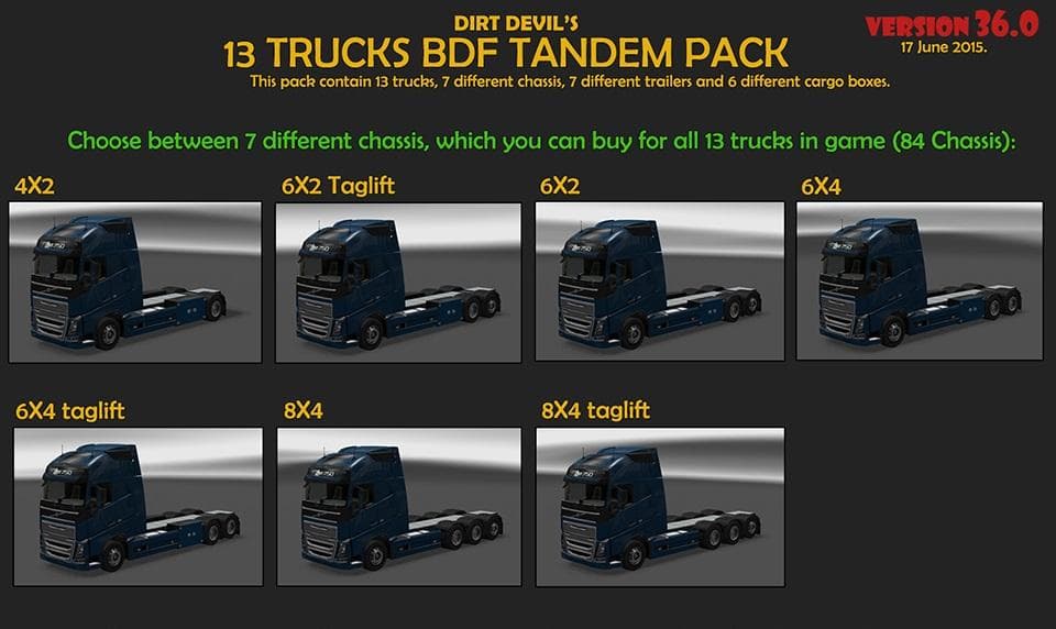 BDF TANDEM TRUCK PACK – Trucks mod for Euro Truck Simulator 2