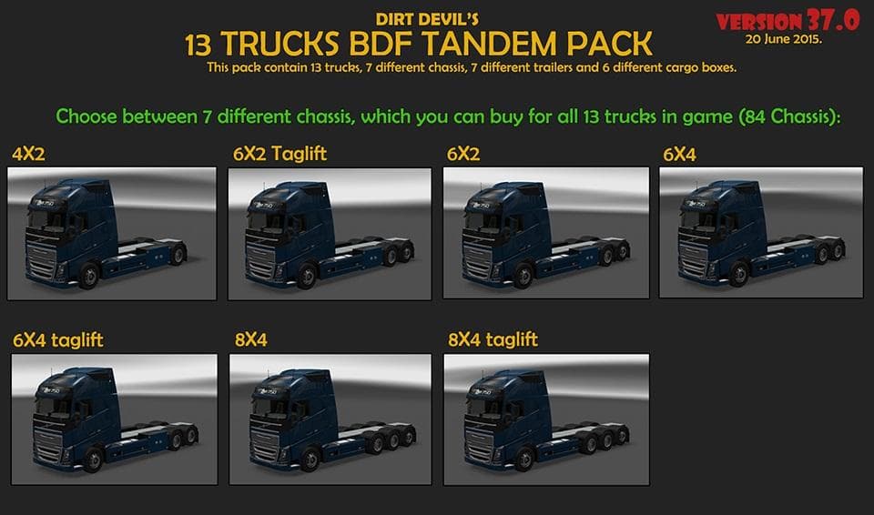 BDF Tandem Truck Pack – Parts mod for Euro Truck Simulator 2