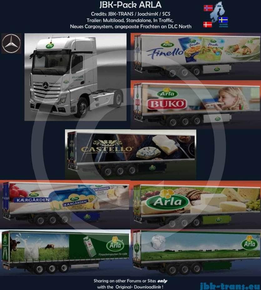 JBK ARLA COMBO PACK – Trailers mod for Euro Truck Simulator 2