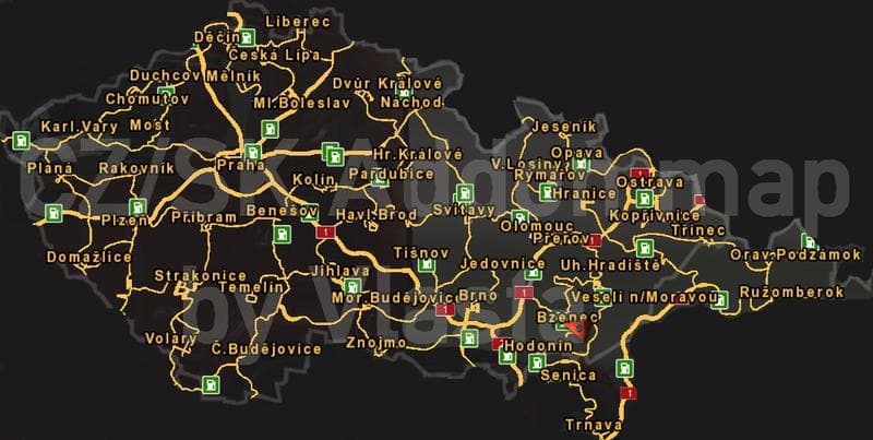 CZ/SK ADDON MAP V2 – Maps mod for Euro Truck Simulator 2