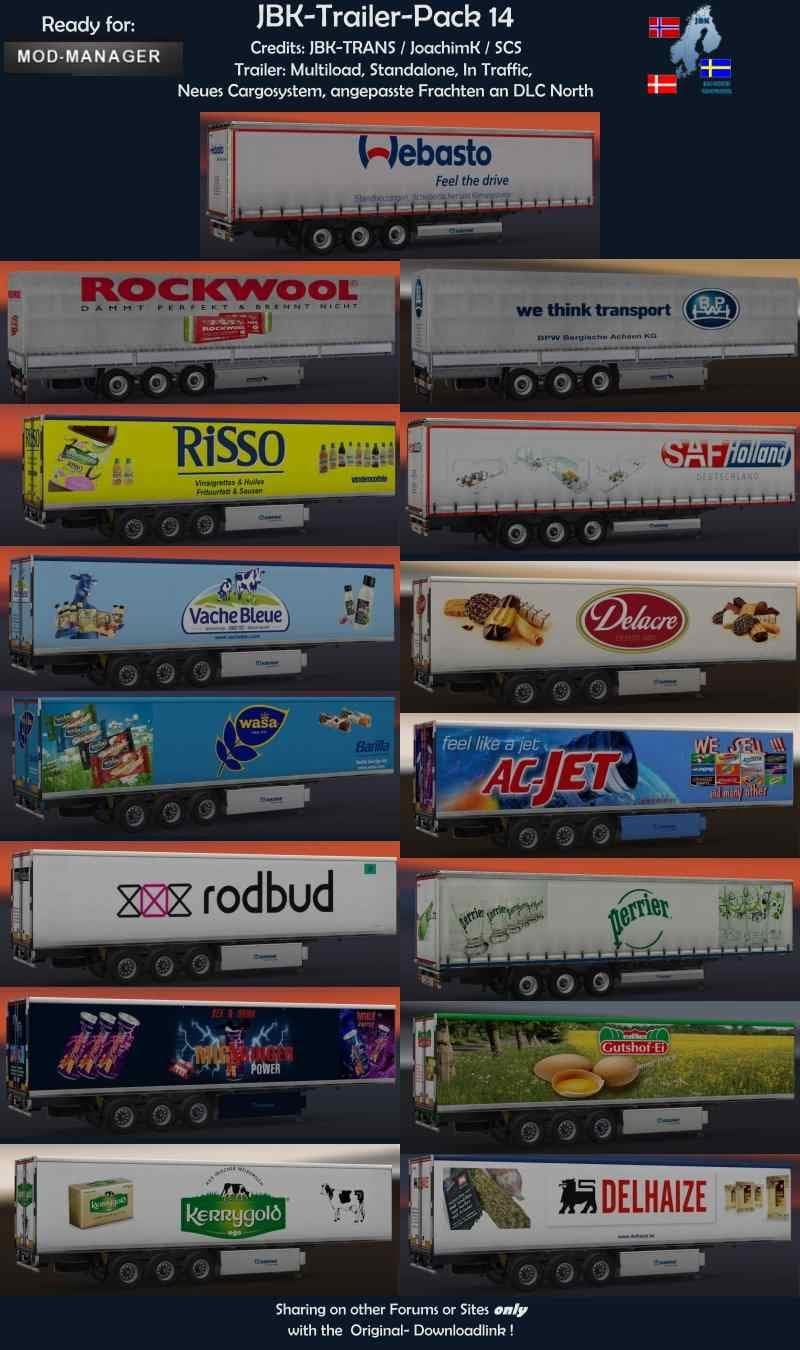 JBK-TRAILER PACK 14 WITH 5 TRAILERS – Trailers mod for Euro Truck Simulator 2