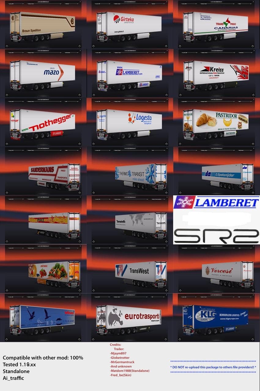 TRAILER PACK LAMBERET #1 & #2 1.19.X – Trailers mod for Euro Truck Simulator 2