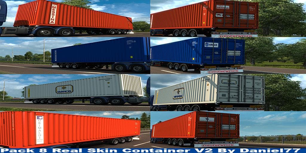 PACK DI TRAILER CONTAINER CON REALI SKIN – Trailers mod for Euro Truck Simulator 2