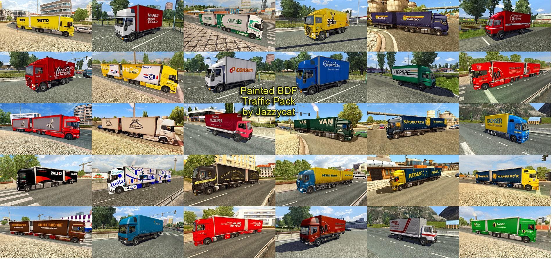 Painted BDF Traffic Pack by Jazzycat v1.1 – Other mod for Euro Truck Simulator 2