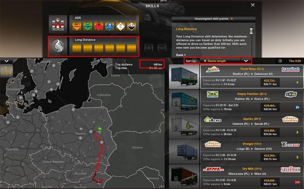 DELIVERY DISTANCE CHANGE – Parts mod for Euro Truck Simulator 2