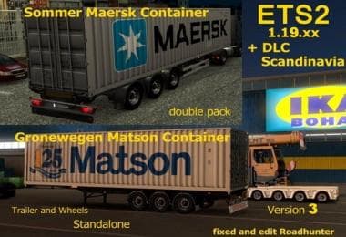 SOMMER MAERSK GROENEWEGEN MATSON CONTAINER – Trailers mod for Euro Truck Simulator 2