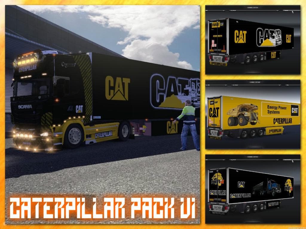 TRAILER PACK LAMBERET CATERPILLAR PACK V1 – Trailers mod for Euro Truck Simulator 2